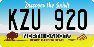 ND license plate KZU920