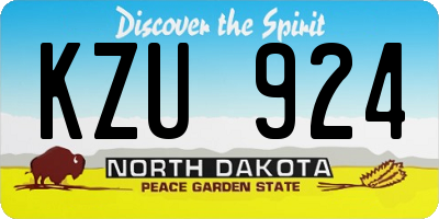 ND license plate KZU924