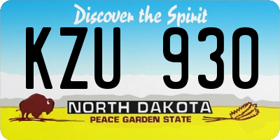 ND license plate KZU930