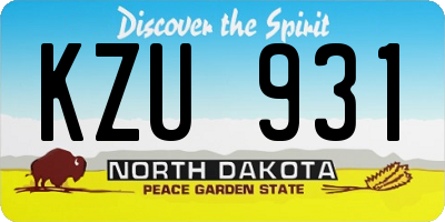 ND license plate KZU931