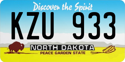 ND license plate KZU933