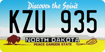 ND license plate KZU935