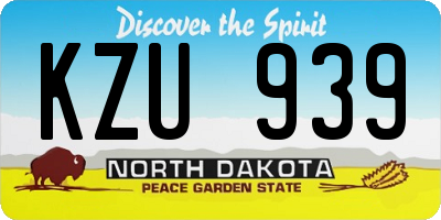 ND license plate KZU939