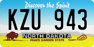 ND license plate KZU943