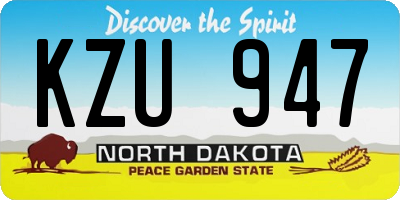 ND license plate KZU947