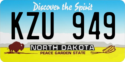 ND license plate KZU949