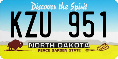 ND license plate KZU951