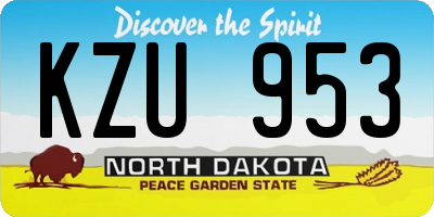ND license plate KZU953