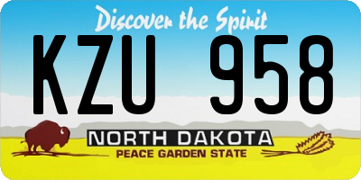 ND license plate KZU958