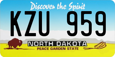 ND license plate KZU959