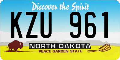 ND license plate KZU961