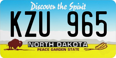 ND license plate KZU965