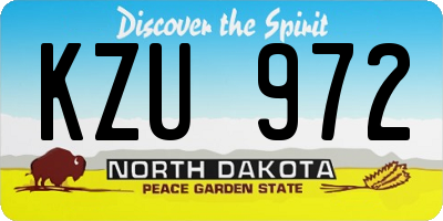 ND license plate KZU972