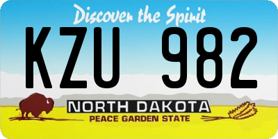 ND license plate KZU982