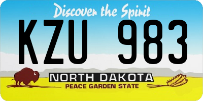 ND license plate KZU983