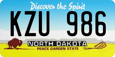 ND license plate KZU986