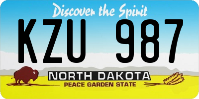 ND license plate KZU987