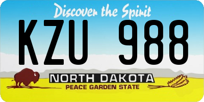 ND license plate KZU988