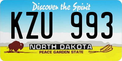 ND license plate KZU993