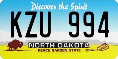 ND license plate KZU994