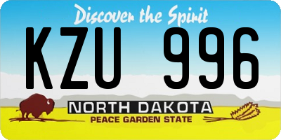 ND license plate KZU996