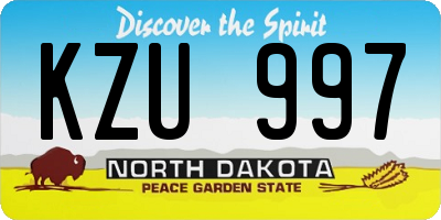 ND license plate KZU997