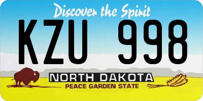 ND license plate KZU998