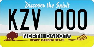 ND license plate KZV000