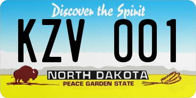 ND license plate KZV001