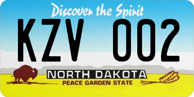 ND license plate KZV002