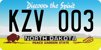 ND license plate KZV003