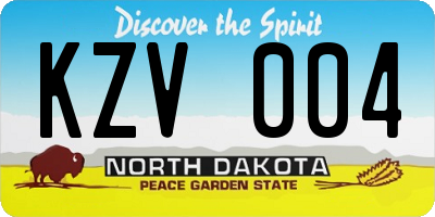 ND license plate KZV004