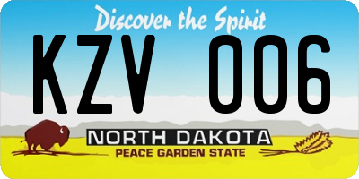 ND license plate KZV006