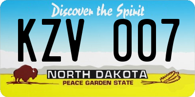 ND license plate KZV007