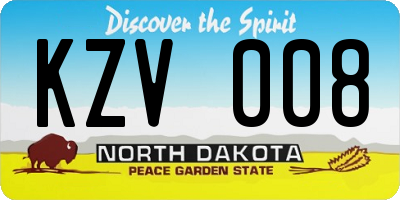 ND license plate KZV008