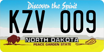 ND license plate KZV009