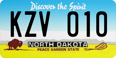 ND license plate KZV010