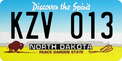 ND license plate KZV013