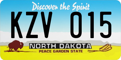 ND license plate KZV015