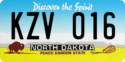 ND license plate KZV016