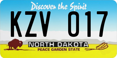 ND license plate KZV017