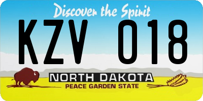 ND license plate KZV018