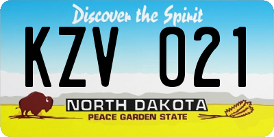 ND license plate KZV021