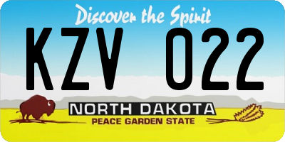 ND license plate KZV022