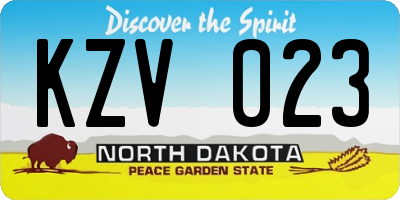 ND license plate KZV023