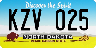 ND license plate KZV025
