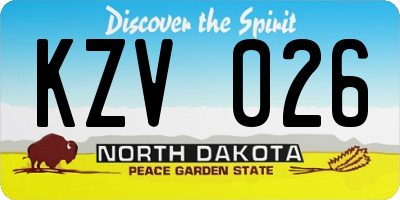 ND license plate KZV026