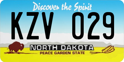 ND license plate KZV029