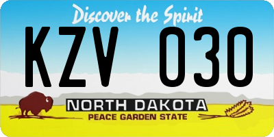 ND license plate KZV030