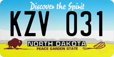 ND license plate KZV031